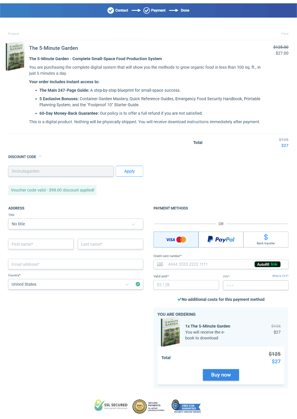 5-minute-garden-Checkout-page